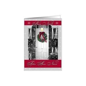  Italian Language Christmas Card Buon Natale Wreath on the Door 