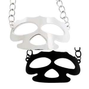    Black Skull Cut Out on Brass Knuckles with Black Chain: Jewelry