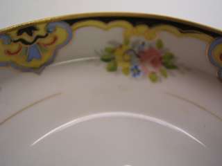Nippon handpainted Bowl Floral gold rim 6 1/4 VGC  