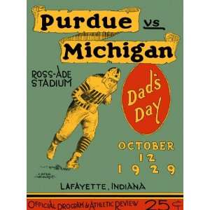  1929 Purdue vs. Michigan 22 x 30 Canvas Historic Football 