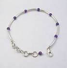 925 Solid Silver Tubes & Pipes AMETHYST BEADS BRACELET