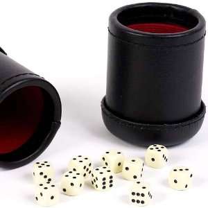    Red & Black Leatherette Dice Cups With 10 Dice Toys & Games