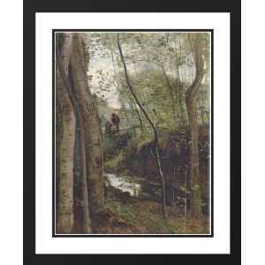   Framed and Double Matted Un ruisseau sous bois