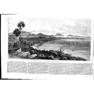  1853 VIEW BOMBAY INDIA MALABAR HILL MOUNTAINS YACHTS