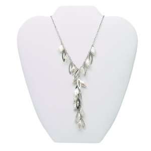  Sterling Silver Diamond Shaped Freshwater Pearl Y Necklace 