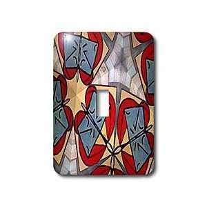 Dinas Abstract Design   Two Faced Red and Blue   Light Switch Covers 
