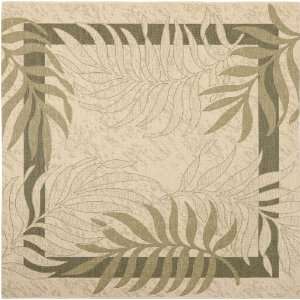   Inch Indoor/Outdoor Area Rug, Square, Cream and Green: Home & Kitchen