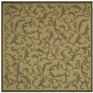   Inch Square Indoor/ Outdoor Square Area Rug, Natural and Brown: Home