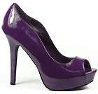 Purple Velvet Open Toe Platform Heel Pump 6.5 us Qupid Tatum 01  