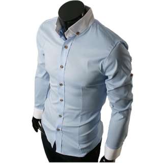 Mens Long Adjustable Sleeve Shirt Unique Collar 3 Color 4 Size 