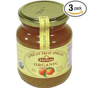 Helios Apricot Spread, Organic, 12.35 Ounce Glass Jar (Pack of 3)
