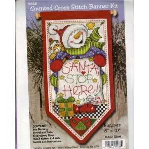  Santa Stop Here Banner Counted Cross Stitch Kit   6X10 