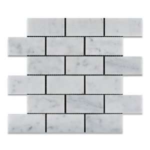  Carrara 2 x 4 Honed Brick Marble Mosaic Tile
