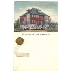   Vintage Postcard Hoopeston High School and Students Hoopeston Illinois