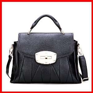   Handbag Large Tote Briefcase Twist Lock Black 1170129: Everything Else