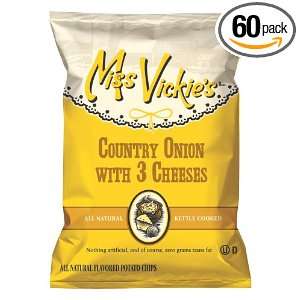 Miss Vickies Potato Chips, Country Onion With Three Cheeses, 1.375 