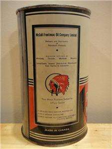 VERY NICE RED INDIAN MOTOR OIL ONE IMPERIAL QUART CAN *NICE CONDITION 