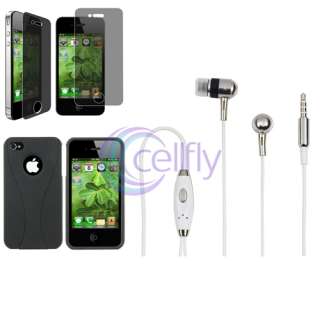 Black Cup Shape Case+Inear Headset+Privacy SG For iPhone 4 s 4s 4G Gen 