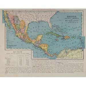   Mexico West Indies Caribbean   Original Print Map: Home & Kitchen