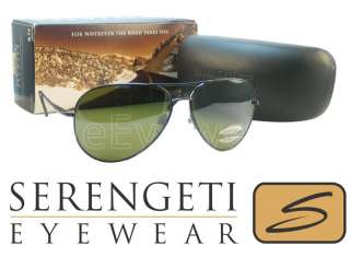 NEW Serengeti Medium Aviators 7190 Shiny Gun Sunglasses  