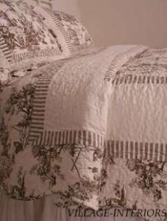 FRENCH COUNTRY BROWN TOILE DE JOUY KING QUILT + SHAMS SET  