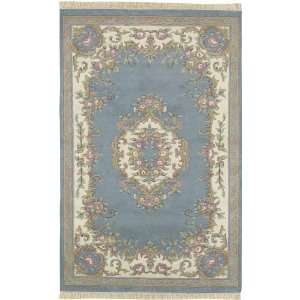   Hand Knotted wool area Rug avalon blue ivory 2x3: Home & Kitchen