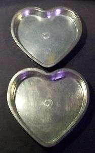 Vtg. Malco Ware Cake Pans (2) Heart Shaped Malcoware Aluminum Rare GC 