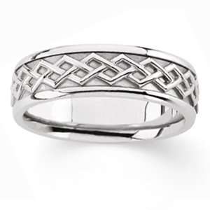   Mens 14k White Gold Celtic Inspired Wedding Band (7.00 mm) Jewelry