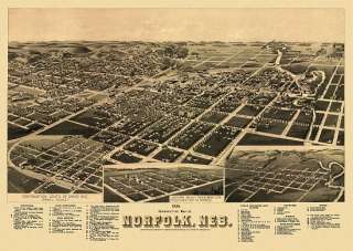 Antique Map Norfolk Nebraska 1889 Madison County  