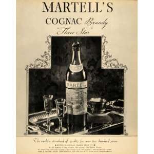  1934 Ad Vintage Martell Cognac Brandy Three Star Bottle 