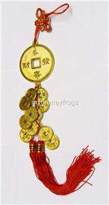 16 Feng Shui Chinese Asian Lucky Money Tied Gold Coins Charm Red 