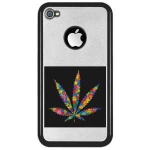  iPhone 4 or 4S Clear Case Black Marijuana Flowers 60s 
