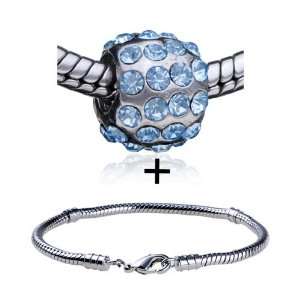 March Birthstone European Charm Bead Bracelets Fits Pandora Charms