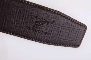 2012 COOL Mens Belt Genuine Leather Fashion Black/Brown Wolf Logo 