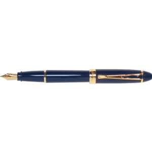   Deluxe Blue Fountain Pen with 14K Gold Italics Nib: Office Products