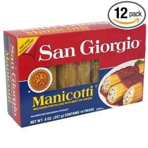 San Giorgio Manicotti Pasta, 8 Ounce Units (Pack of 12)  