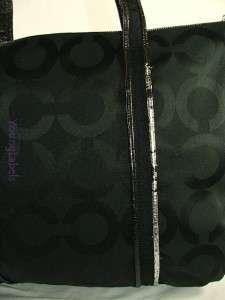 Coach Poppy Signature Op Art Glam Tote Bag Purse Black 13826  