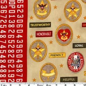  45 Wide Boy Scouts Of America Badges Border Tan Fabric 