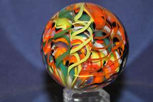 Steve Davis Marbles A VERY BUSY MARBLE W/FREE GLASS STAND  