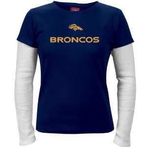 Denver Broncos Womens Navy Fan Shine Long Sleeve T Shirt 