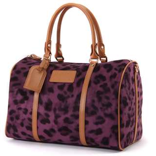 NWT Faux suede LEO leopard boston bag purse+long strap  