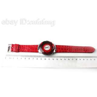 1x New Red Faux Leather Womens Lady Wrist Watch 403004  