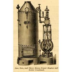  1878 Print Horsepower Engine Boiler Combined Machinery 