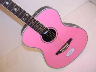 Left Hand Daisy Rock Powder Pink Acoustic Guitar LEFTY, Oval Back 