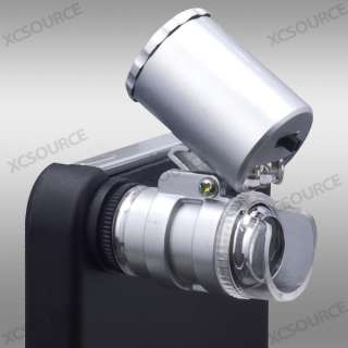 Mini 60X Zoom Microscope Lens and LED Light With Case For Apple iPhone 