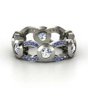  Locked In Band, Platinum Ring with Diamond & Sapphire 