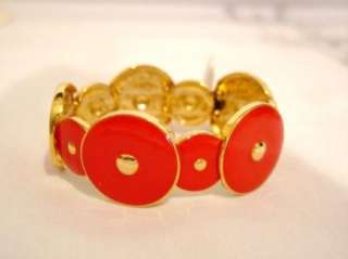 HASKELL Modernist Red Gold Enamel Stretch Bracelet NWT  