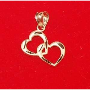    14k Yellow Gold Hearts Linked Together Pendant/Charm: Jewelry