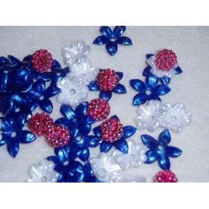    Patriotic 4th of July Berry Bead Flower Lucite Mix 