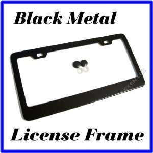  BLACK METAL LICENSE PLATE FRAME + SCREW CAPS Automotive